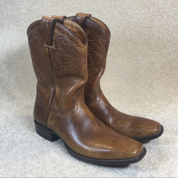 frye square toe boots mens
